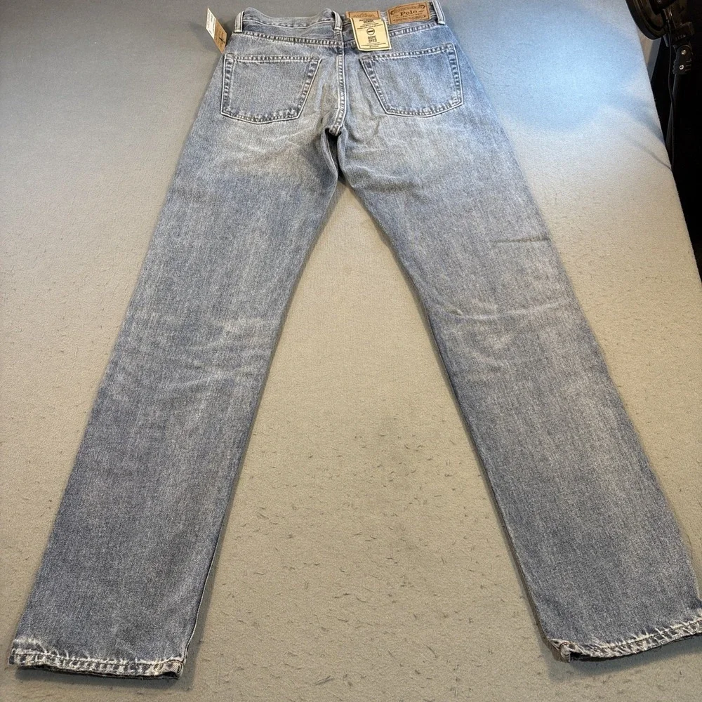 Polo Ralph Lauren Jeans Men 26x30  BLUE Relaxed Straight Patches Distressed NWT